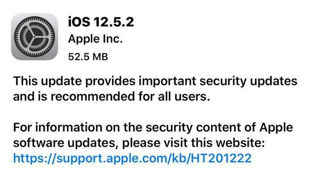 休宁苹果手机维修分享iOS12.5.2发布，建议所有老苹果用户安装 